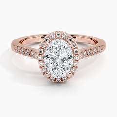 Anel de Noivado Halo com Diamante Lab Oval 1ct Condessa