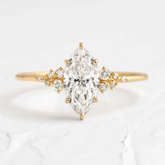 Anel de Noivado com Diamante Lab Navete de 1.5ct Aster
