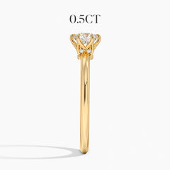 Anel Solitário em Ouro Erme com Diamantes Lab