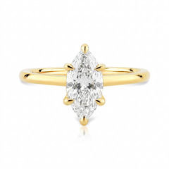 Anel Solitário em Ouro com Moissanite Navete 1.5ct Marie