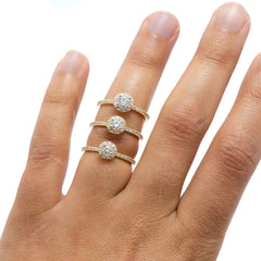 Anel de Noivado Halo com Diamante Lab de 15pts, 20pts ou 30pts