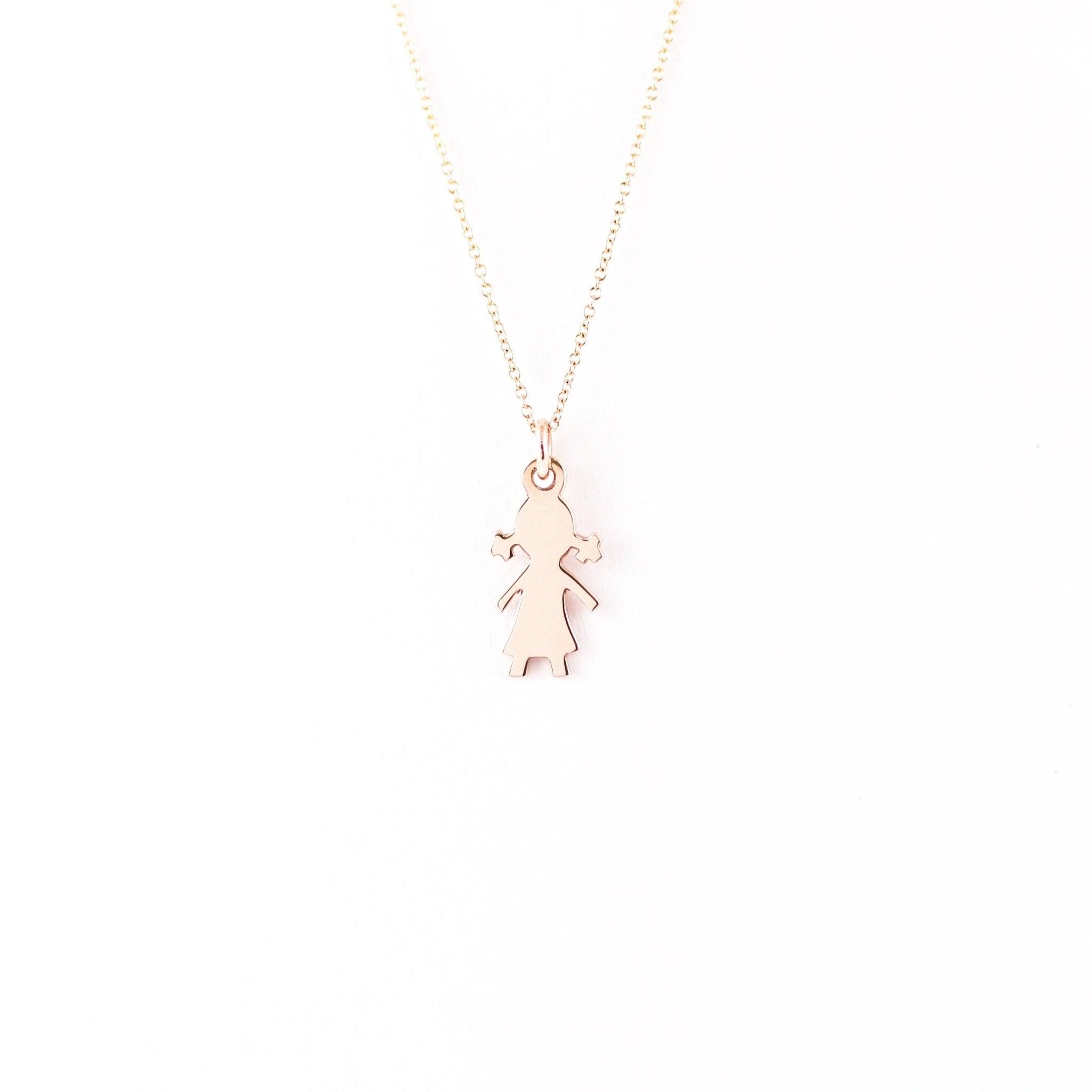 Pingente de Menina em ouro com design minimalista - Volpi Joias
