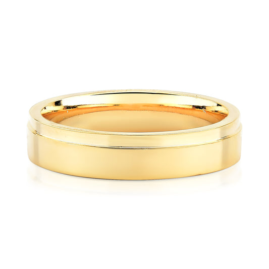 Aliança de Ouro para Noivado e Casamento Reta com Borda Rebaixada