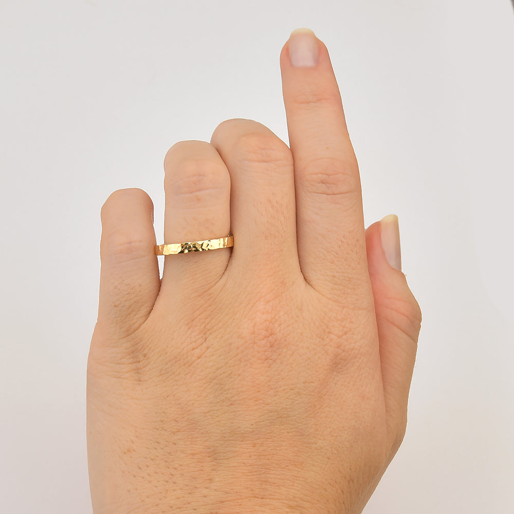 Aliança Martelada em Ouro com 2,5mm ou 4mm