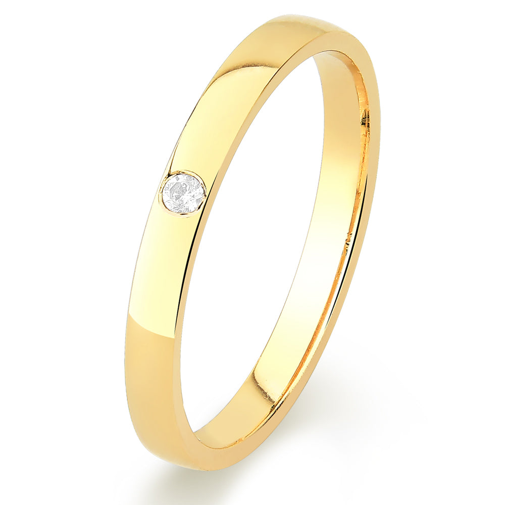 Aliança para Noivado e Casamento Fina com Pedra