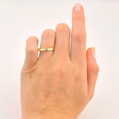 Aliança para Noivado e Casamento Fina com Pedra