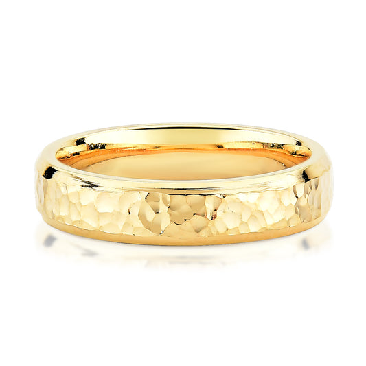 Aliança Martelada em Ouro 18K com Cantos Chanfrados