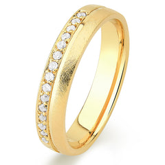 Aliança de Ouro com Pedras e Acabamento Craquelado