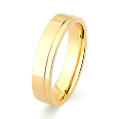 Aliança de Ouro para Noivado e Casamento Reta com Borda Rebaixada