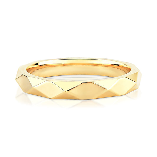 Aliança facetada em ouro 18k