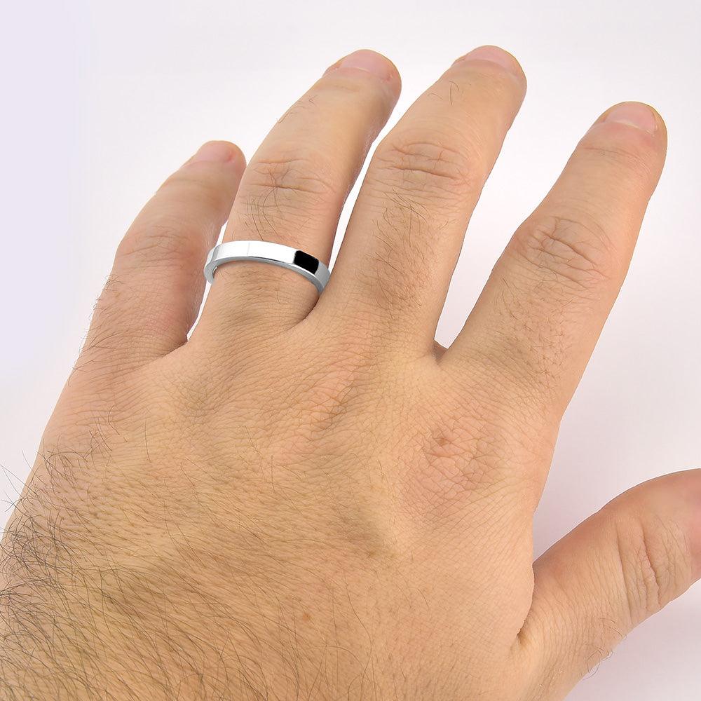 Aliança Chapa Reta com Pedras no Centro - Volpi Joias