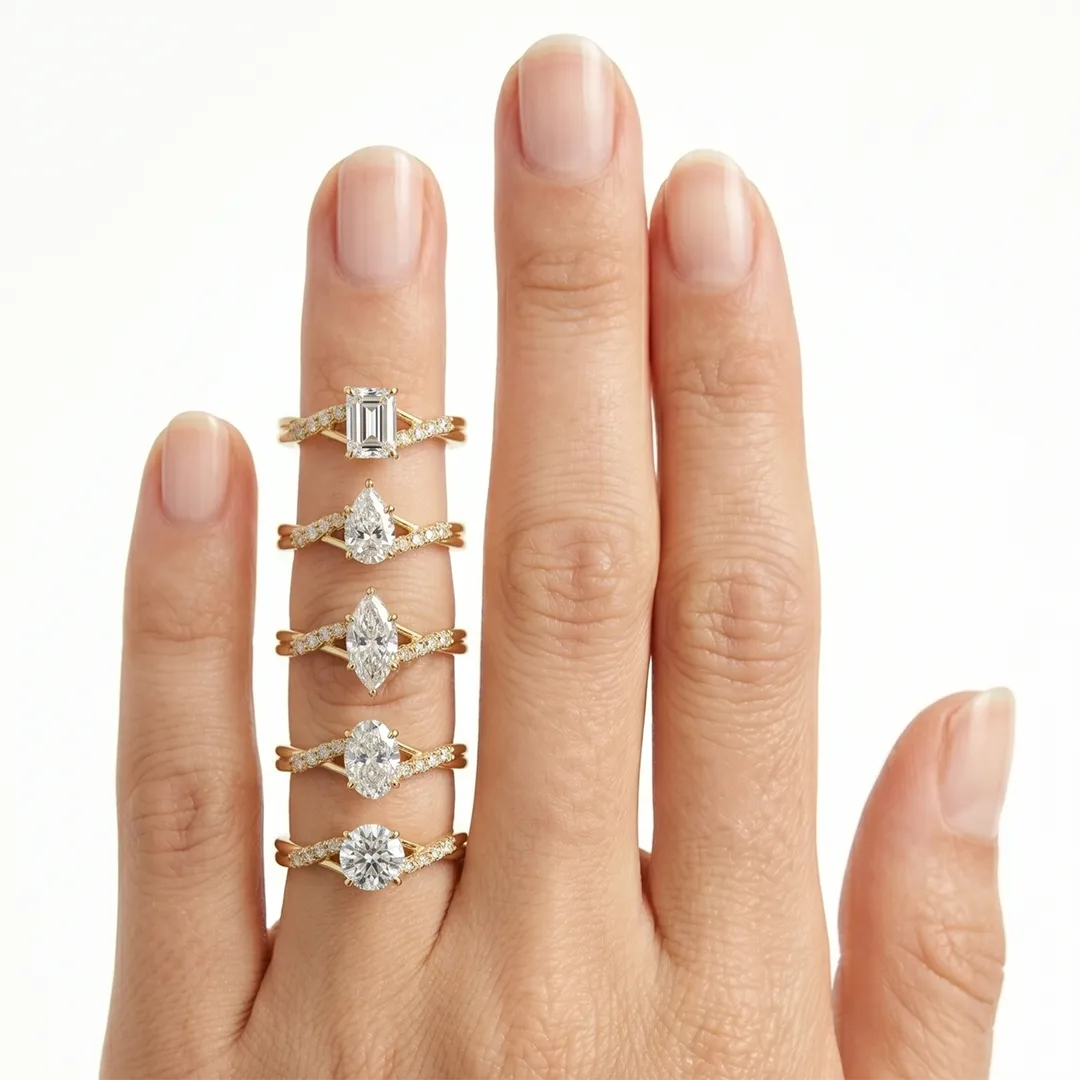 Anel de Noivado com Diferentes Lapidações de Diamante Lab (0.70ct) Excelsior