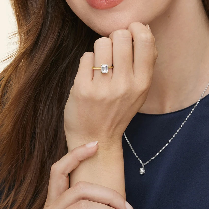 Anel de Casamento com Moissanite Emerald