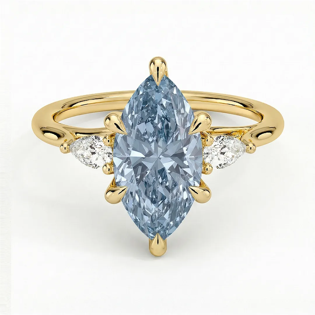 Anel de Noivado com Diamante Lab Fancy Vivid Pink | Blue | Yellow 2ct