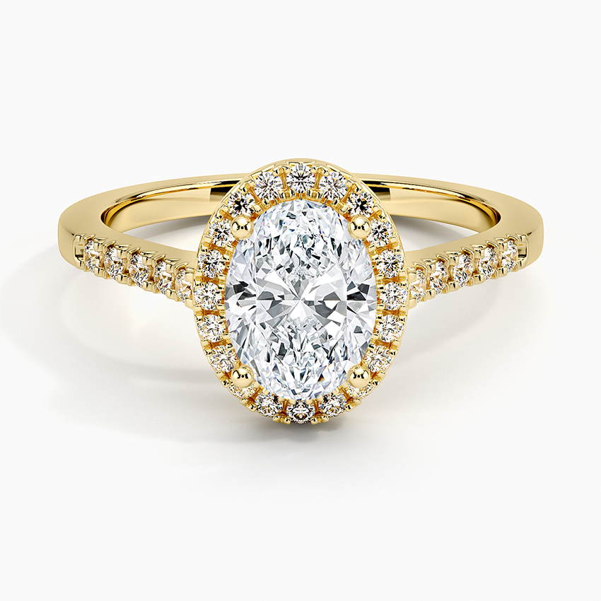 Anel de Noivado Halo com Moissanite Oval 1ct Condessa