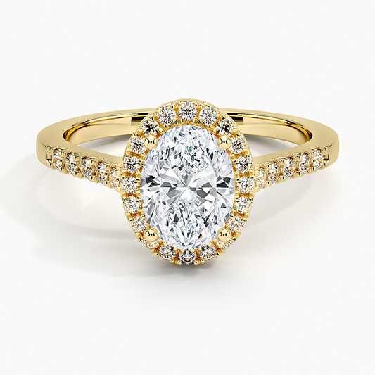 Anel de Noivado Halo com Diamante Lab Oval 1ct Condessa