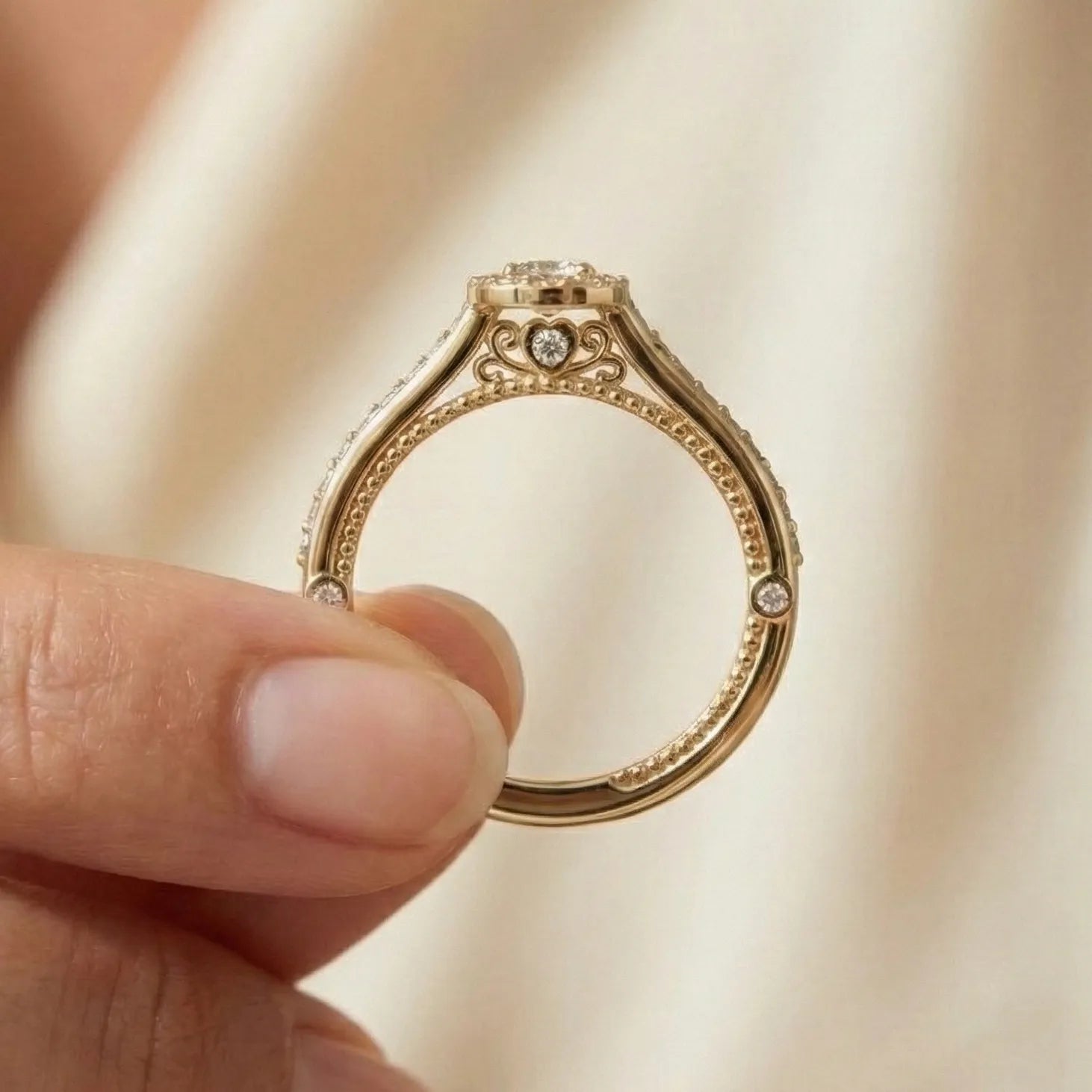 Anel de Noivado Halo com Moissanite de 50pts Joy