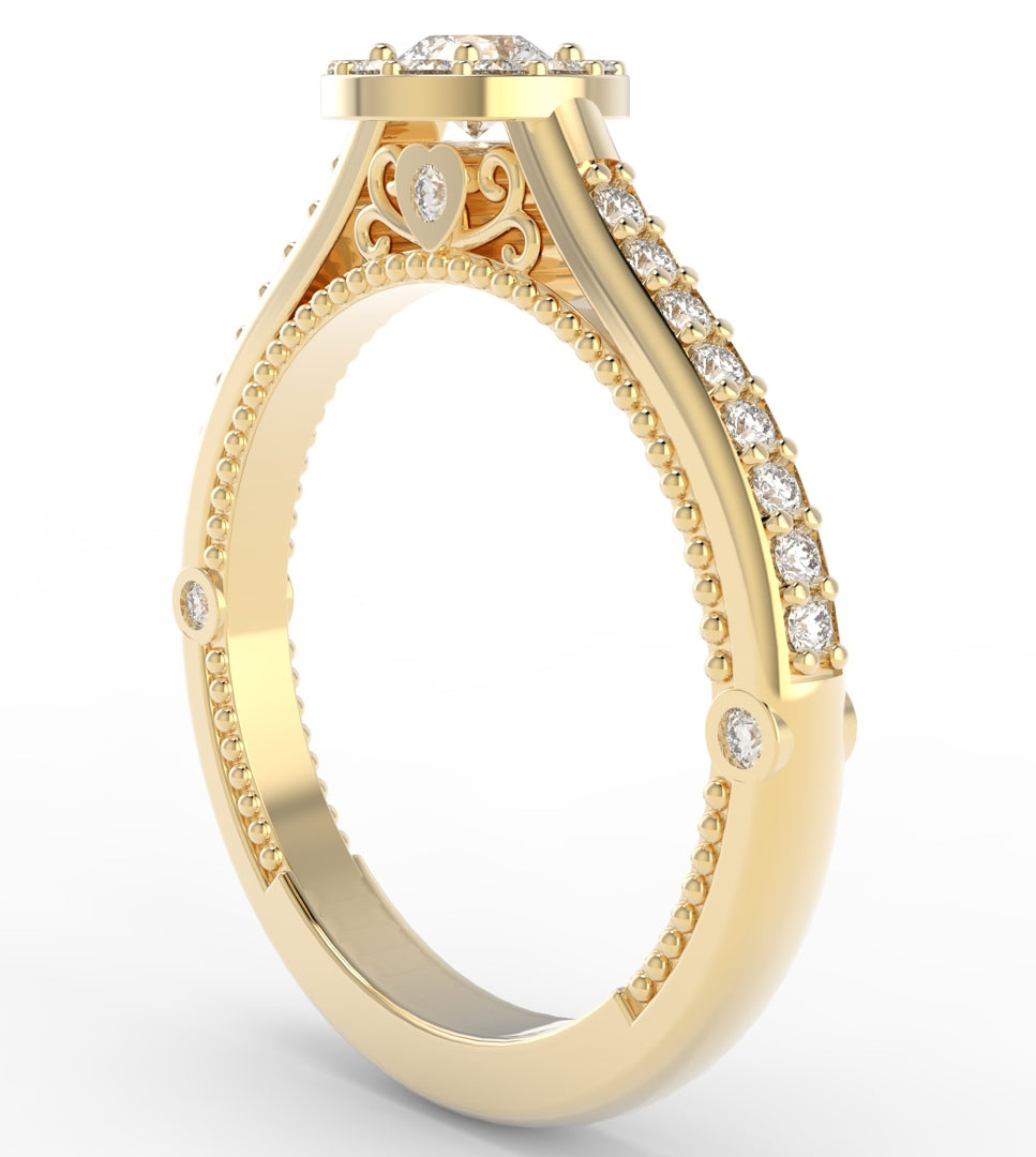 Anel de Noivado Halo com Moissanite de 50pts Joy
