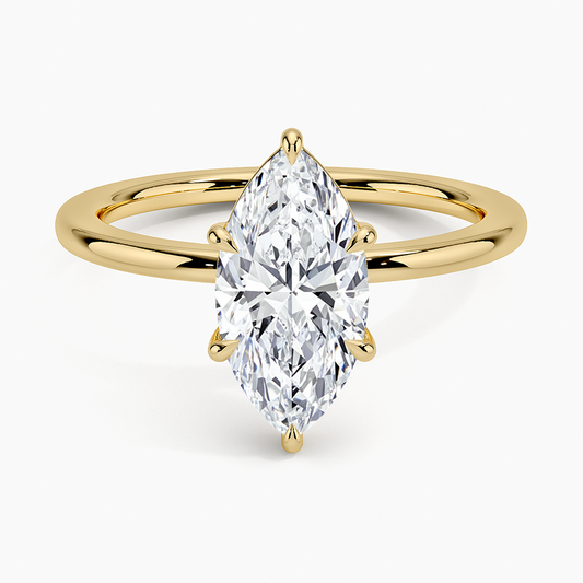 Anel Solitário em Ouro com Diamante Lab Navete 1.5ct Marie