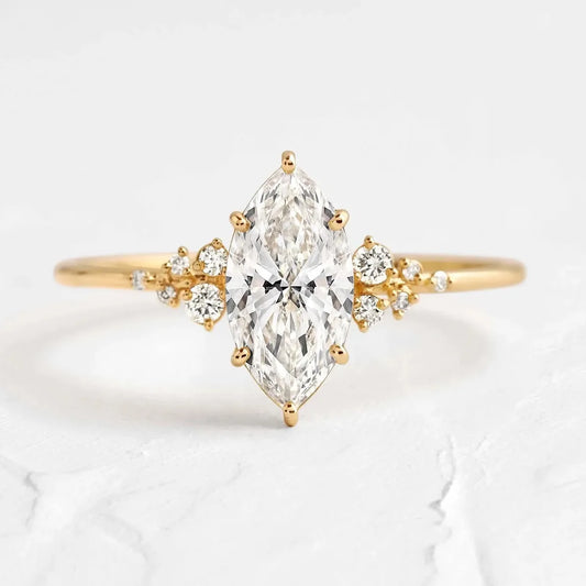 Anel de Noivado com Moissanite Navete de 1.5ct Aster