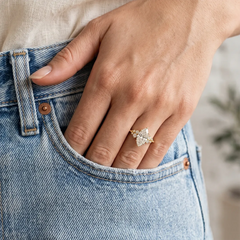 Anel de Noivado com Moissanite Navete de 1.5ct Aster