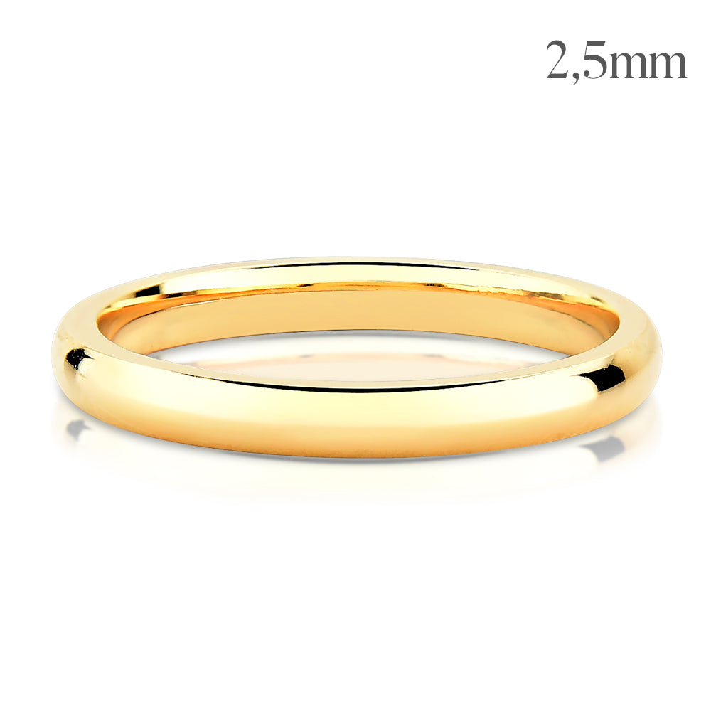 Aliança Tradicional Abaulada em Ouro 2 a 4mm