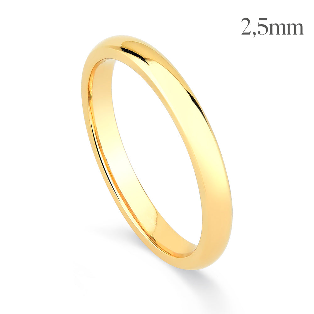Aliança Tradicional Abaulada em Ouro 2 a 4mm