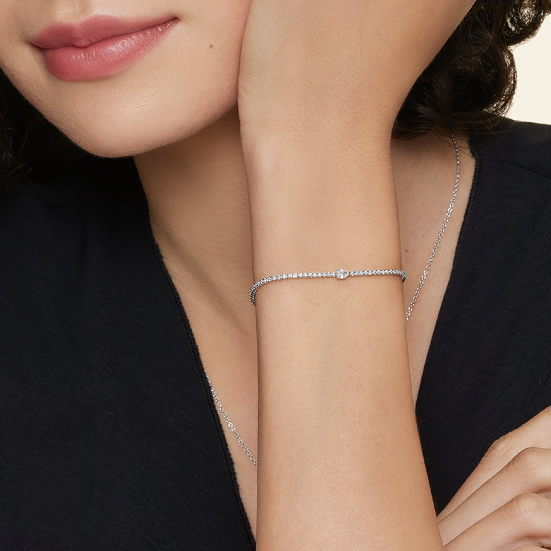 Pulseira Riviera de Diamante Drop