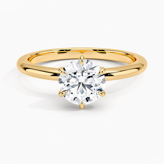 Anel Solitário em Ouro Erme com Diamantes Lab