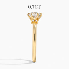 Anel Solitário em Ouro Erme com Diamantes Lab