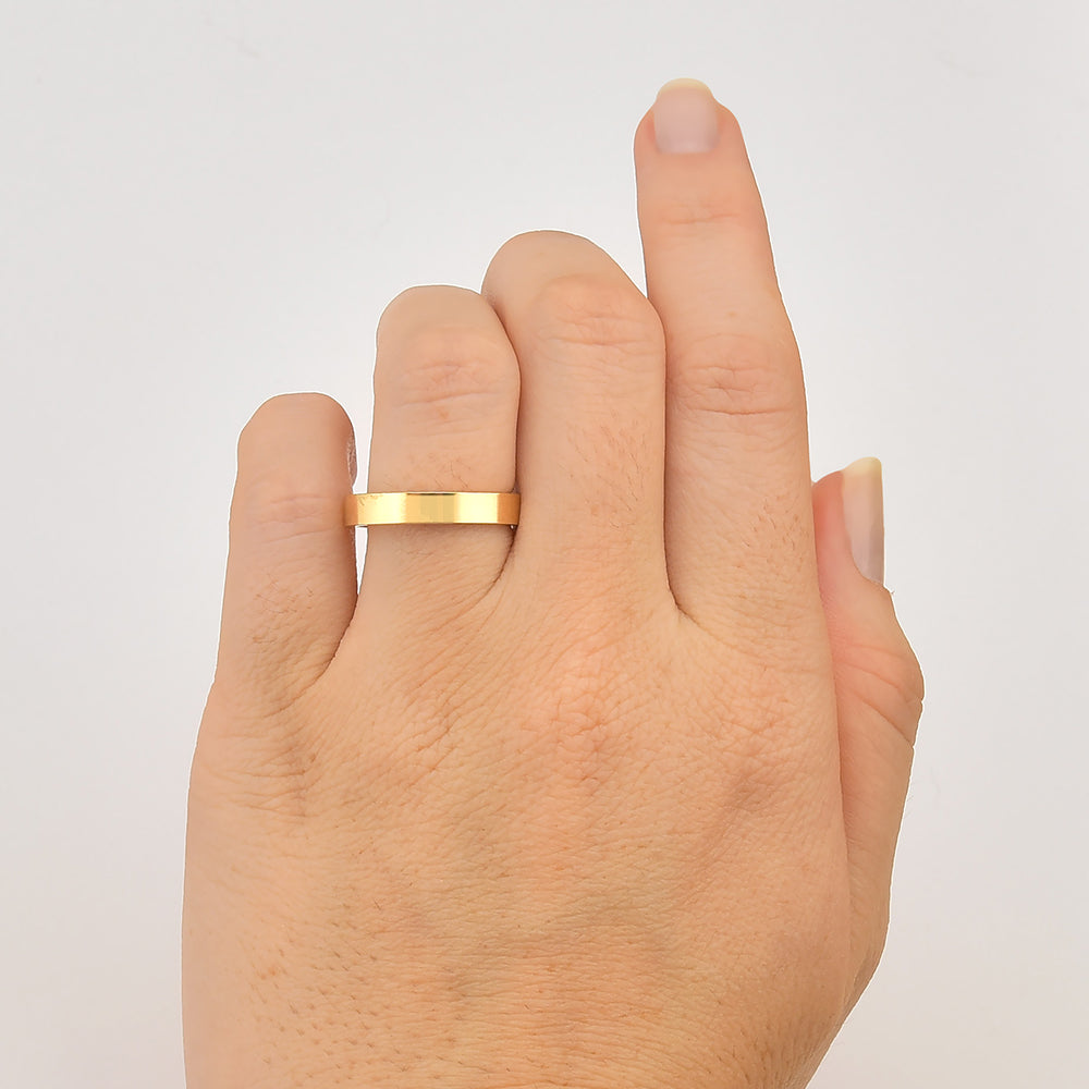 Aliança de Noivado e Casamento em Ouro Reta 2 a 4mm Flat