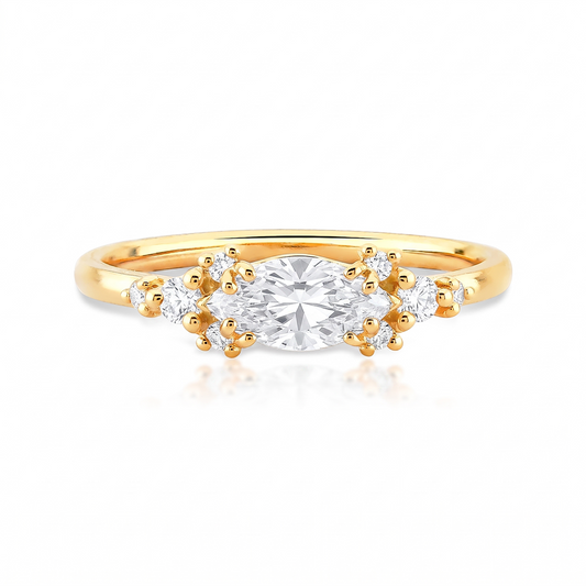 Anel Horizon em Ouro com Navete 8x4mm