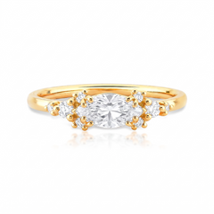 Anel Horizon em Ouro com Navete 8x4mm