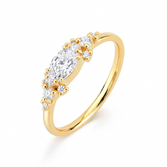 Anel Horizon em Ouro com Navete 8x4mm