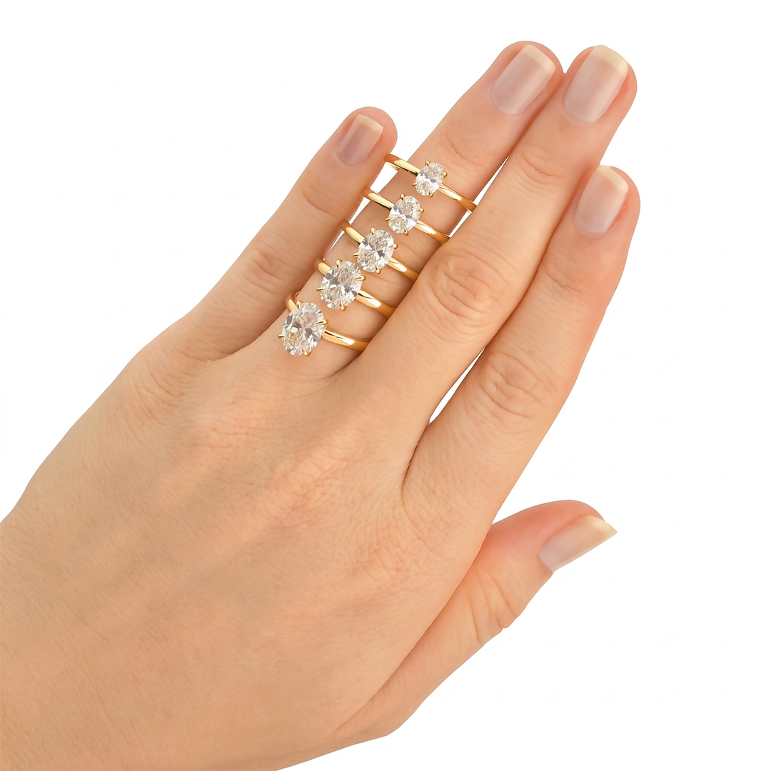 Anel Solitário em Ouro com Diamante Lab Oval 0.70ct a 2.5ct Melanie