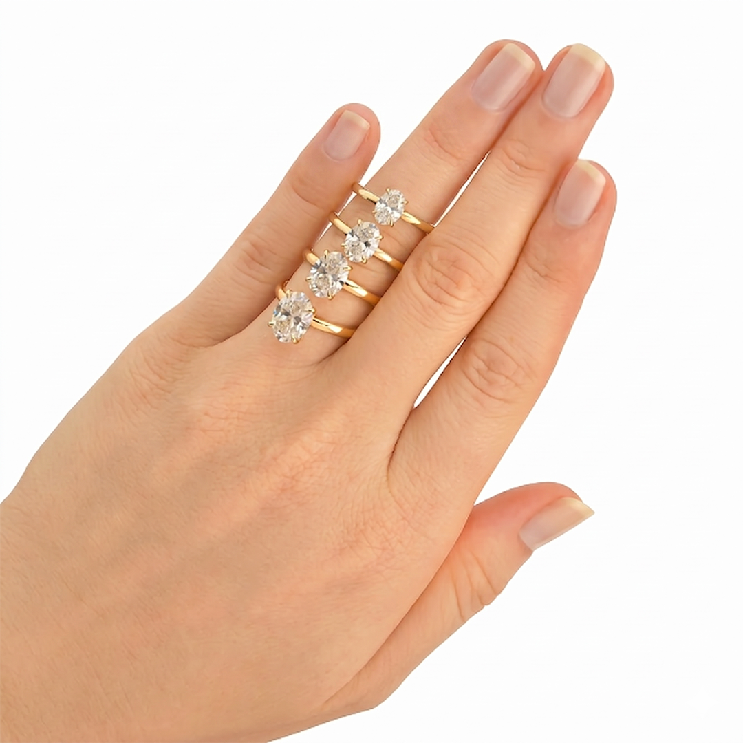 Anel Solitário em Ouro com Moissanite Oval 1ct a 2.5ct Melanie