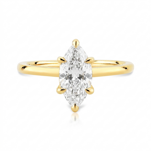 Anel Solitário em Ouro com Moissanite Navete 1.5ct Marie
