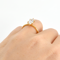 Anel Solitário em Ouro com Moissanite Navete 1.5ct Marie