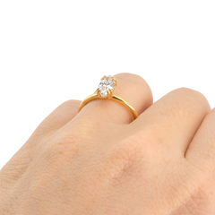 Anel Solitário em Ouro com Diamante Lab Navete 1ct Marquesa