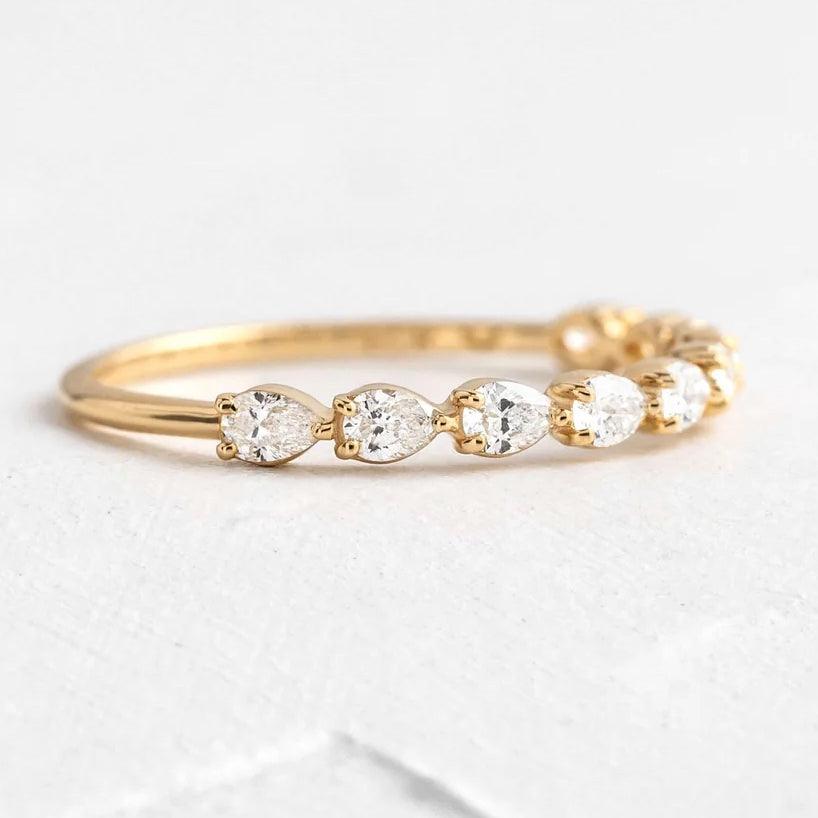 Meia Aliança Baisse com Gema em Gotas - Volpi Joias