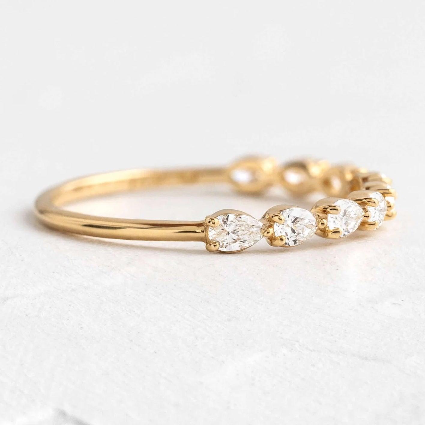 Meia Aliança Baisse com Gema em Gotas - Volpi Joias