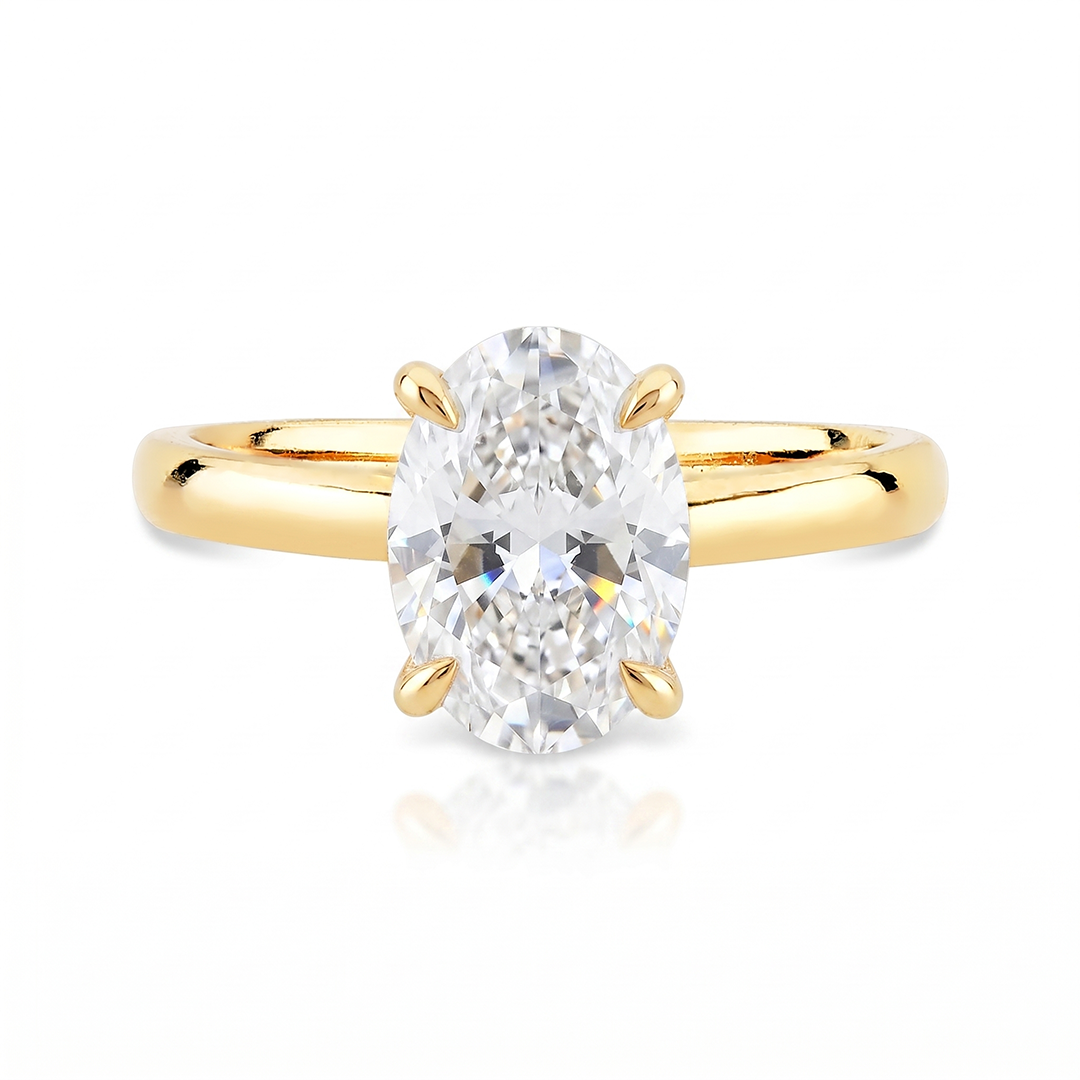 Anel Solitário em Ouro com Moissanite Oval 1ct a 2.5ct Melanie