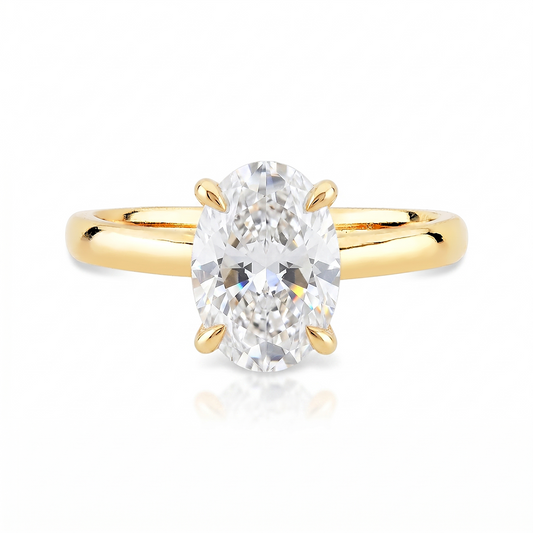 Anel Solitário em Ouro com Moissanite Oval 1ct a 2.5ct Melanie