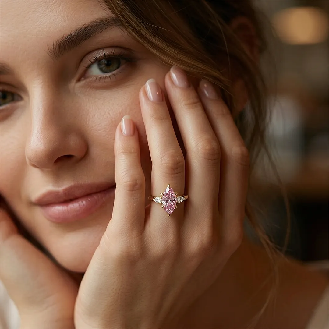 Anel de Noivado com Diamante Lab Fancy Vivid Pink | Blue | Yellow 2ct