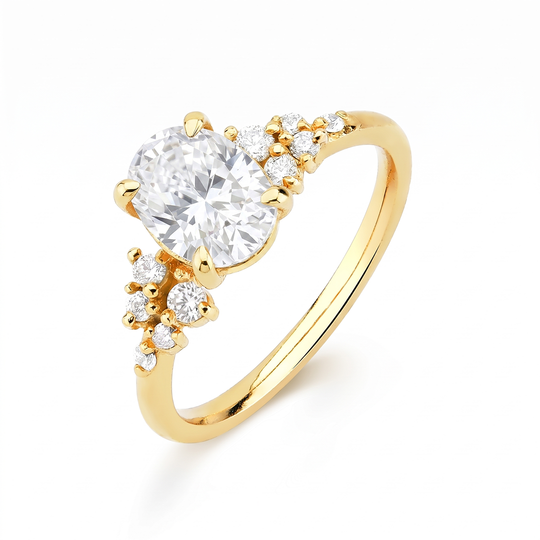 Anel de Noivado com Moissanite Oval de 1.5ct Pluma