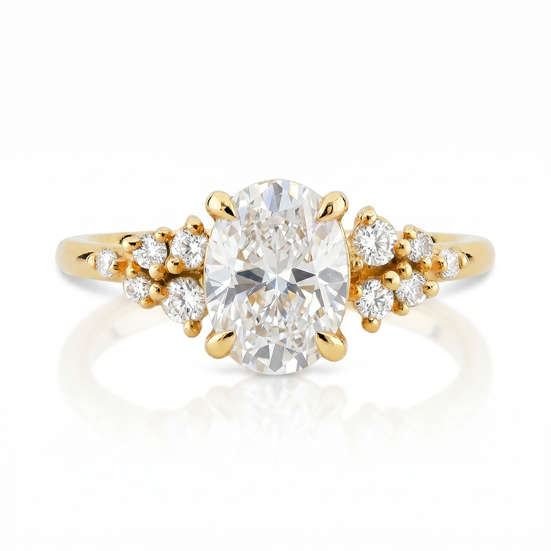 Anel de Noivado com Moissanite Oval de 1.5ct Pluma