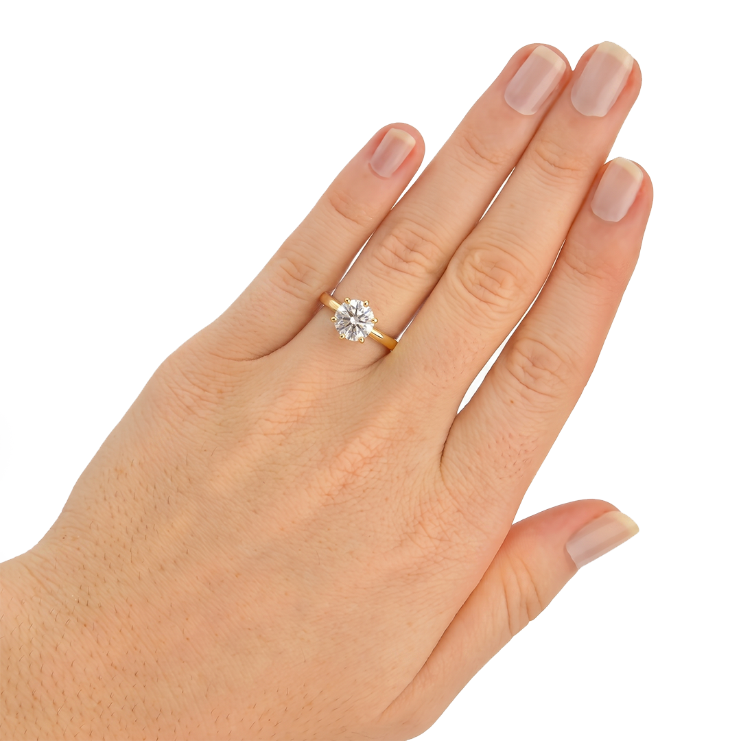Anel Solitário de Moissanite 1.5ct 6 Garras Seul