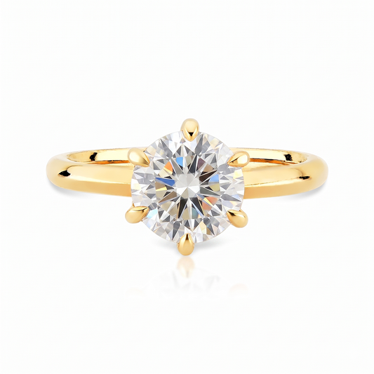 Anel Solitário de Moissanite 1.5ct 6 Garras Seul