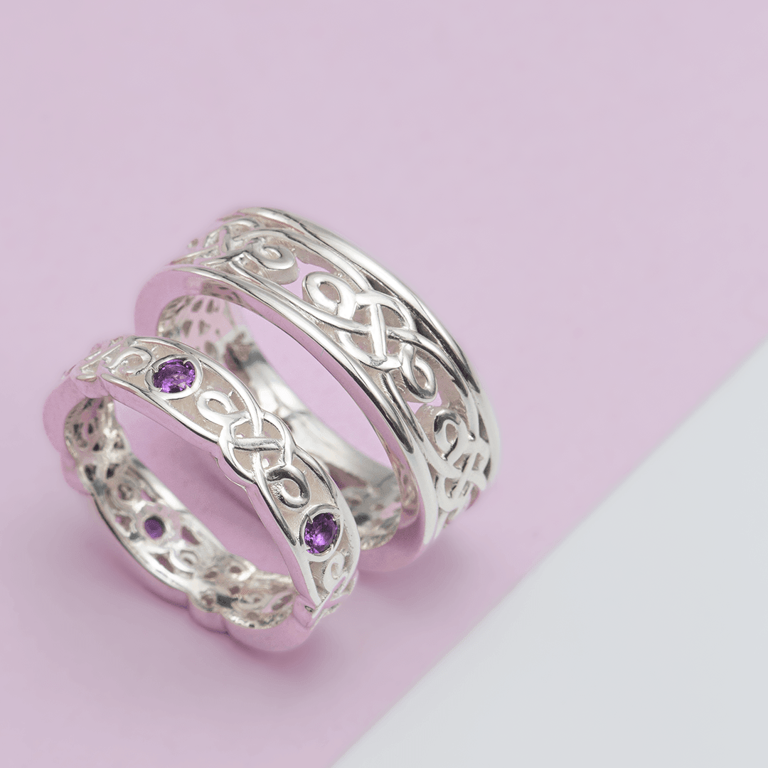 Aliança Celta em Prata com Pedras - Volpi Joias