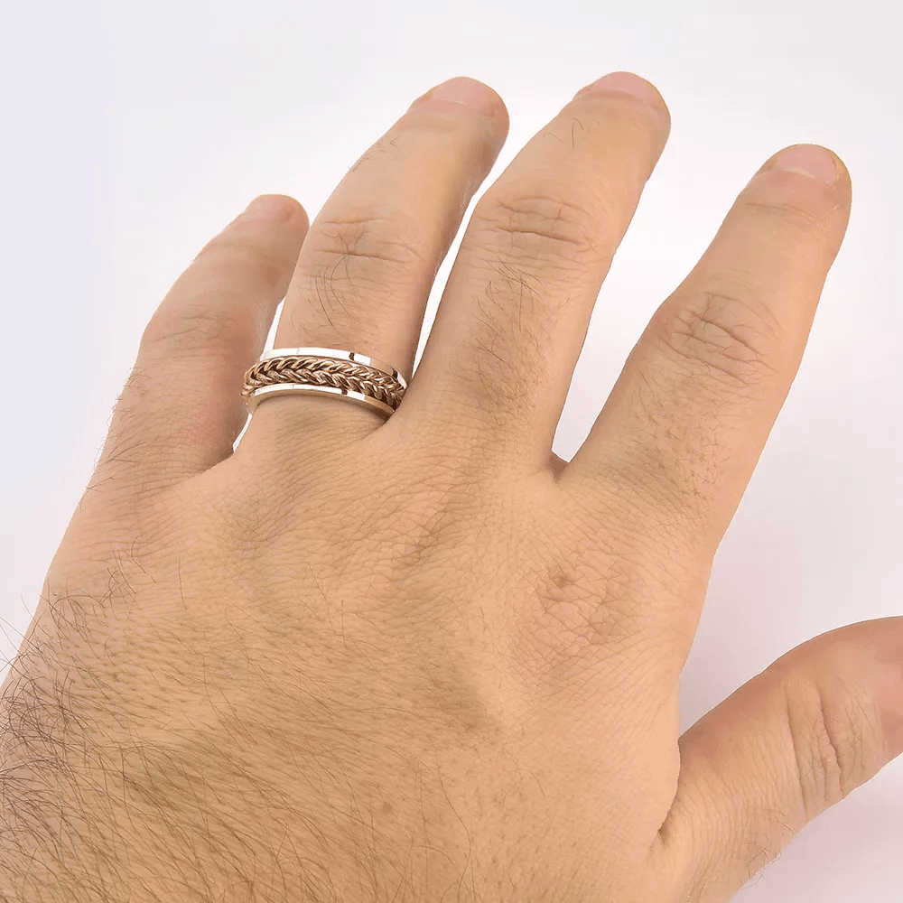 Aliança de Prata com Corrente em Ouro - Volpi Joias